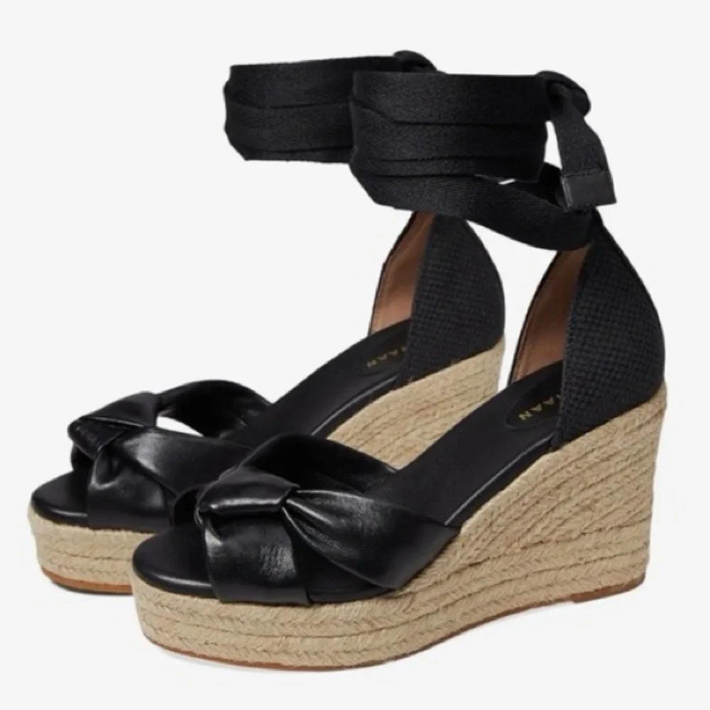 Cole Haan Cloudfeel Hampton wedge sandals in black leather women’s size 8.5B
